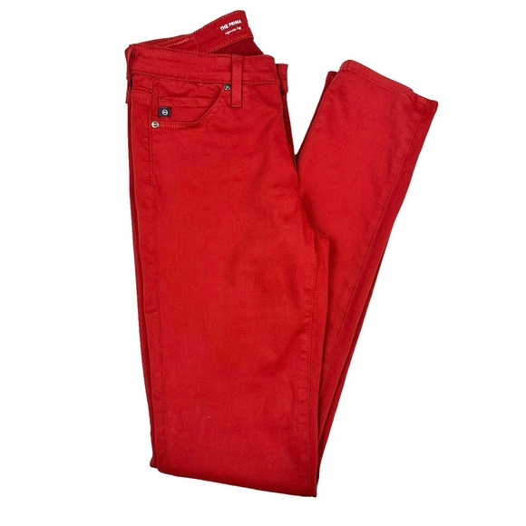 AG Adriano Goldschmied The Prima Cigarette Leg Pant Red Amaryllis Size 25R - Picture 8 of 13